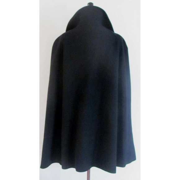 Michael Kors Black Wool Blend Designer Trench Belted Cape Size Large - Picture 3 of 11